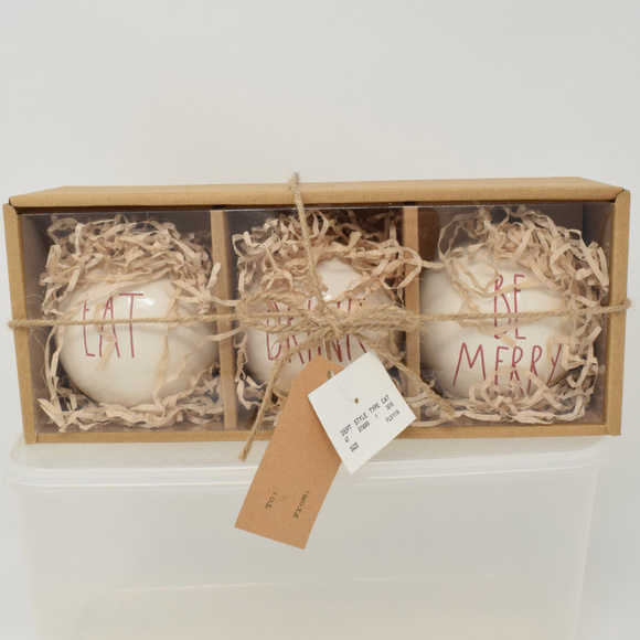 Rae Dunn Ornament Eat Drink Be Merry Christmas Tre New Gift Set Holidays Festive - Picture 6 of 8